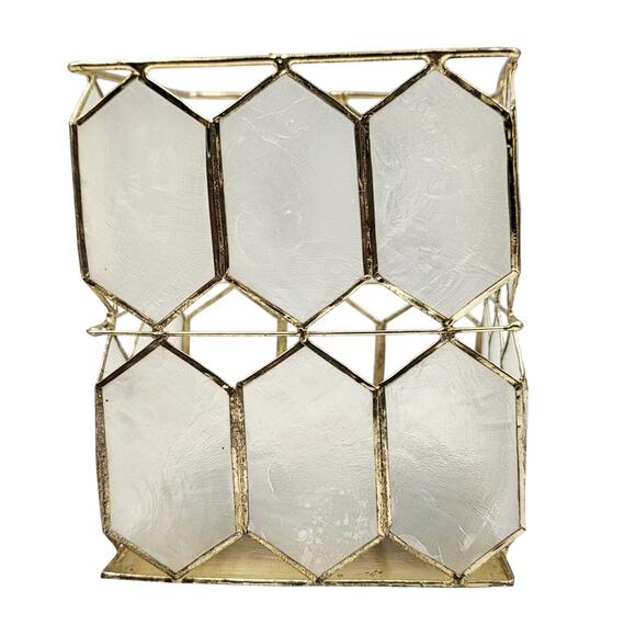 None and/or Unknown Other - Capiz "Windowpane Oyster" Shell Home Decor Accessory Organizer or Candle Holder